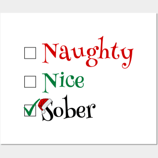 Naughty, Nice, Sober List, Funny Sobriety Posters and Art